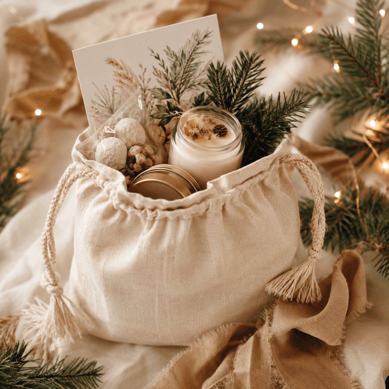 Holiday muslin bag gift
